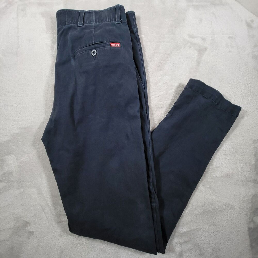 Dixxon D-Flexx Chino Pants Mens 32x34 Navy Blue Hemmed Workwear Stretch Trousers